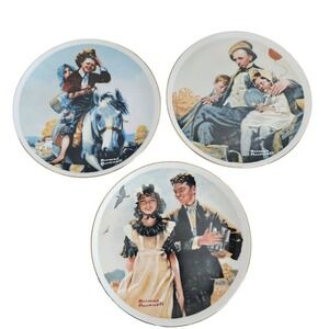 Norman Rockwell Vintage Young Love Collector Plates 3 Set Japan Fine Porcelain